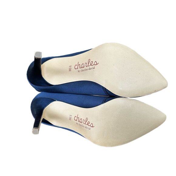 NWOT Charles by C. David Women’s Navy Satin Stiletto Rhinestone Booties Size 9.5 - Picture 6 of 6
